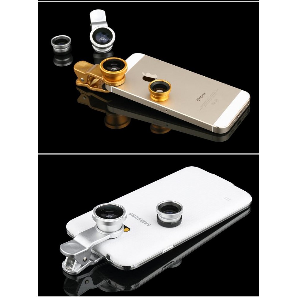 Objectifs photos pour smartphone avec clip universel (3 en 1)