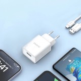 Pack chargeur adaptateur USB-A 10W + câble USB-A 2.1A vers USB-C Dudao - Blanc