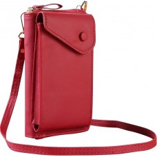 Pochette téléphone porte-monnaie 2 en 1 avec lanière amovible - Rouge