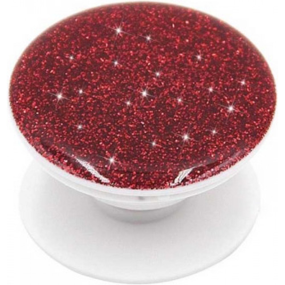 Pop Socket 3D Paillettes - Support de doigt interchangeable pour Smartphone / Tablettes - Rouge