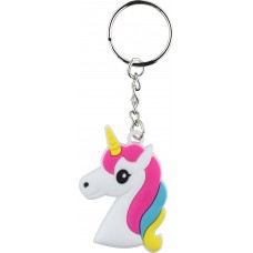 Porte-clés / bijoux universel - Tête de licorne - Arc-en-ciel/- Blanc