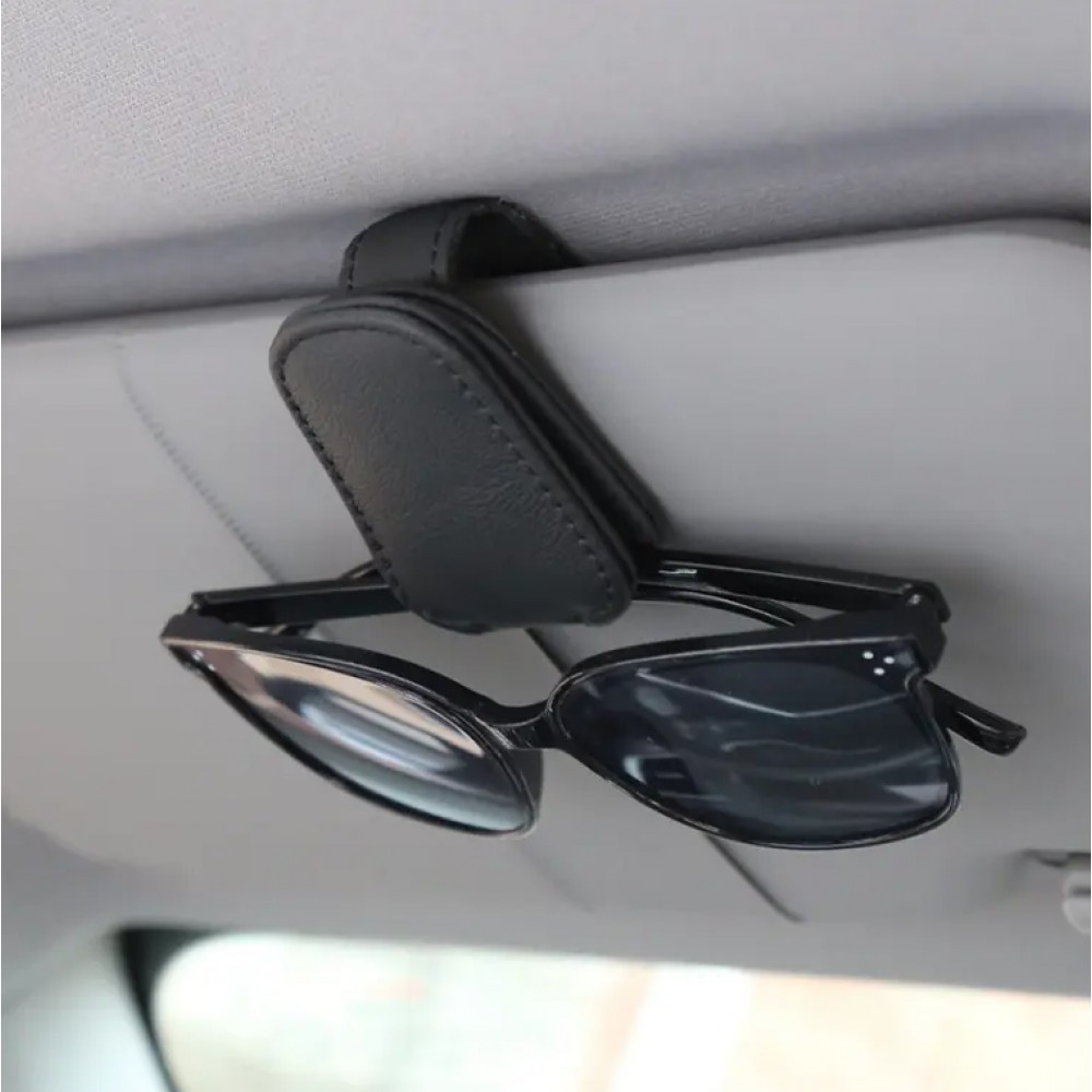 Magnetischer Brillenhalter für die Autosonnenblende im Lederdesign -  Schwarz - Kaufen auf PhoneLook