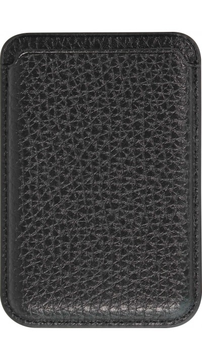 Portes-cartes MagSafe magnétique en cuir végan avec aiment fort  - Noir