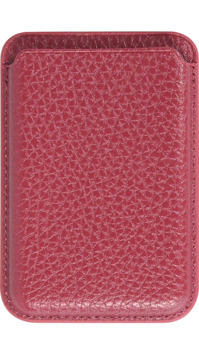 Portes-cartes MagSafe magnétique en cuir végan avec aiment fort  - Rouge