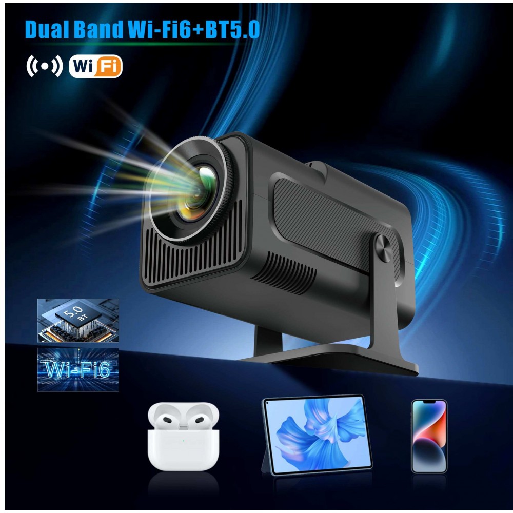 Projektor HY320 LED Smart Home Theater Quad Core HDMI Android 11 interface - Beamer 1080p FHD + Wifi - Schwarz