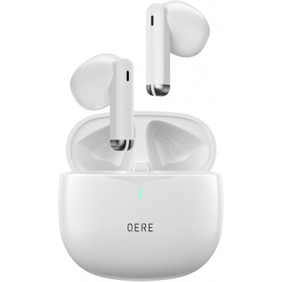 QERE E28 écouteurs sans fil Bluetooth 5.3 In-Ear HIFI avec annulation de bruit, IPX5 & Touch Control - Blanc