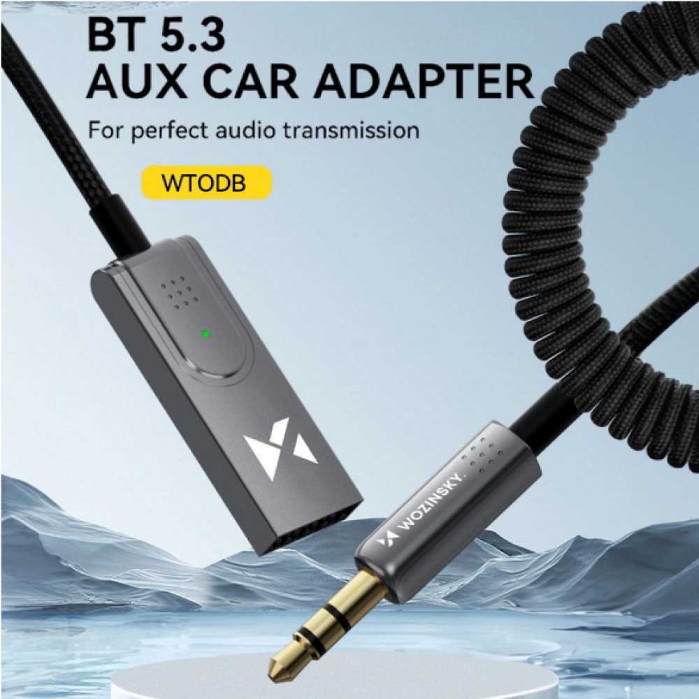 WOZINSKY Bluetooth 5.3 Audio Empfänger Receiver Adapter mit AUX-Anschluss & 10 Meter Reichweite - Schwarz