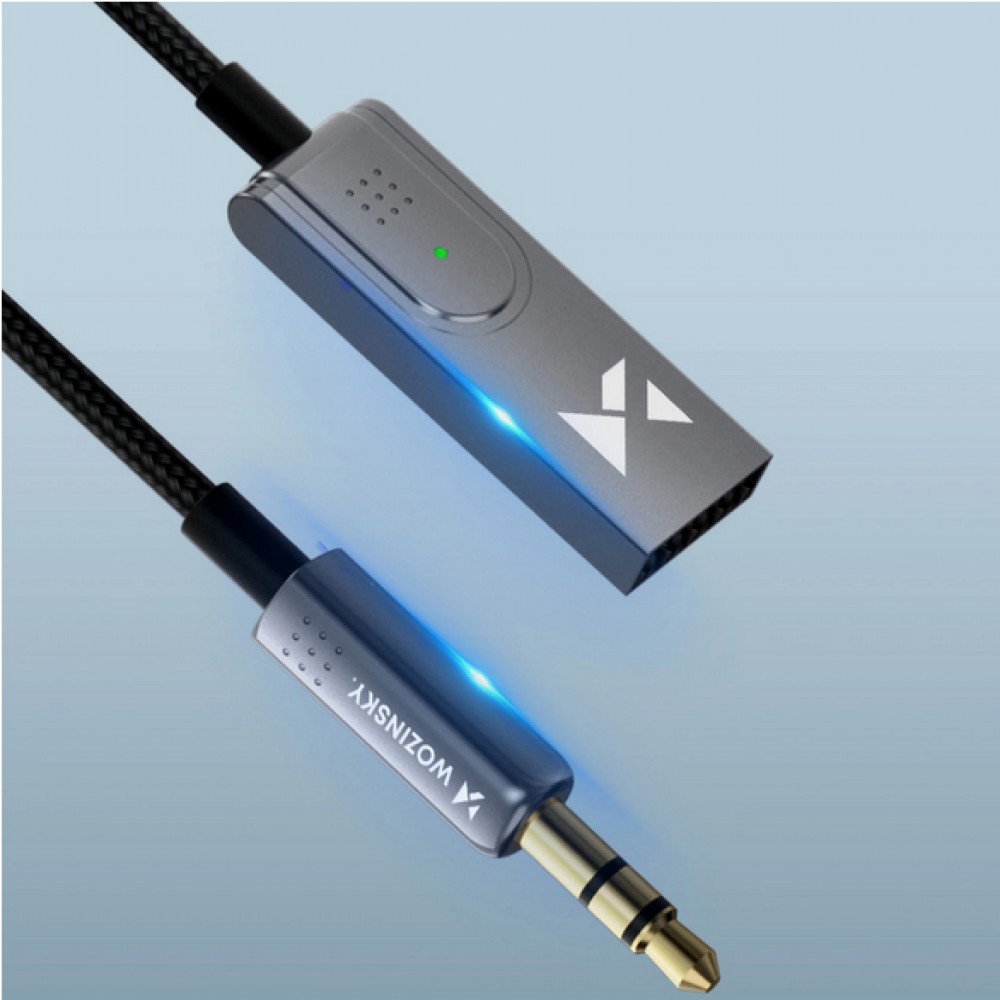 WOZINSKY Bluetooth 5.3 Audio Empfänger Receiver Adapter mit AUX-Anschluss & 10 Meter Reichweite - Schwarz