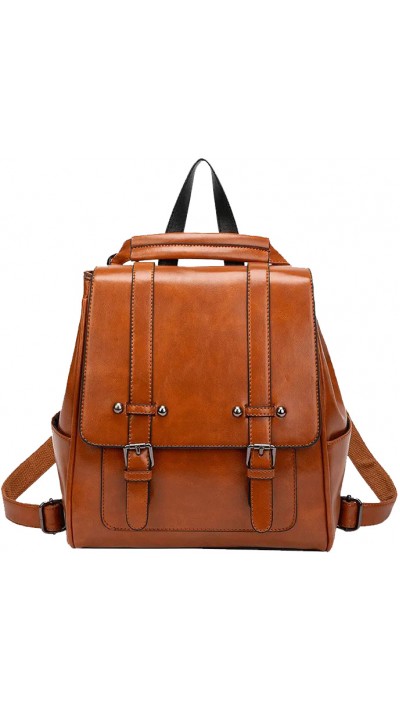 Handtasche / Fashion-Rucksack Retrolook Leder für Tablet, Bücher und Kamera - Braun