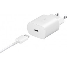 Samsung Chargeur secteur et de voyage 25W adaptateur USB-C + câble de charge 1 mètre USB-C vers USB-C - Blanc