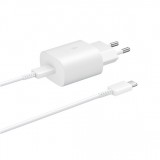 Samsung Chargeur secteur et de voyage 25W adaptateur USB-C + câble de charge 1 mètre USB-C vers USB-C - Blanc