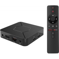 Smart mini Android TV Streaming Box Q5 HDMI 4K Ultra HD + Fernbedienung und Miracast & Google Assist - Schwarz