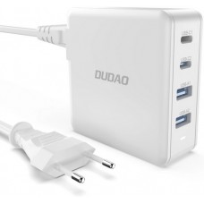 Station de charge GaN 100W Dudao avec 2x USB-C et 2x USB-A - Blanc