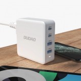 Station de charge GaN 100W Dudao avec 2x USB-C et 2x USB-A - Blanc