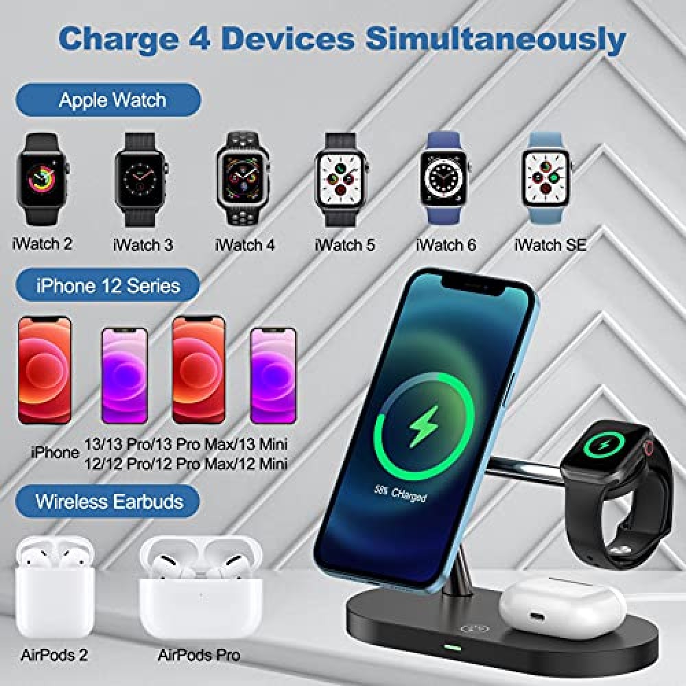 Chargeur Induction Stand pour iPhone et iWatch, Chargeur Support Charge Qi  Portable Chargeur Station, pour iphone 13/13 Pro/13 Pro Max/13 Mini, pour