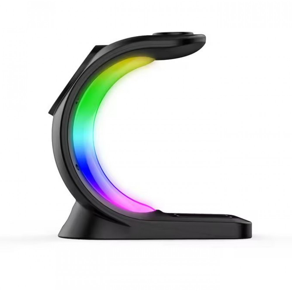 Station de charge sans fil MagSafe 15W 3en1 (iPhone, AirPods, Apple Watch) avec lumière LED RGB - Noir