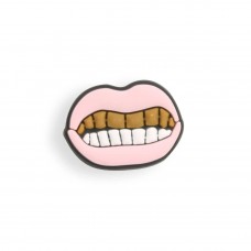 Charm bijou 3D pour coque avec trous style Crocs - Crazy Smile Gold Teeth