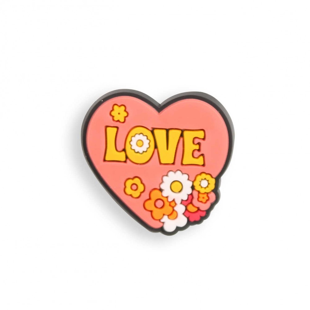 Charm bijou 3D pour coque avec trous style Crocs - Heart Love Flowers