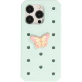 Charm bijou 3D pour coque avec trous style Crocs - Pink Butterfly