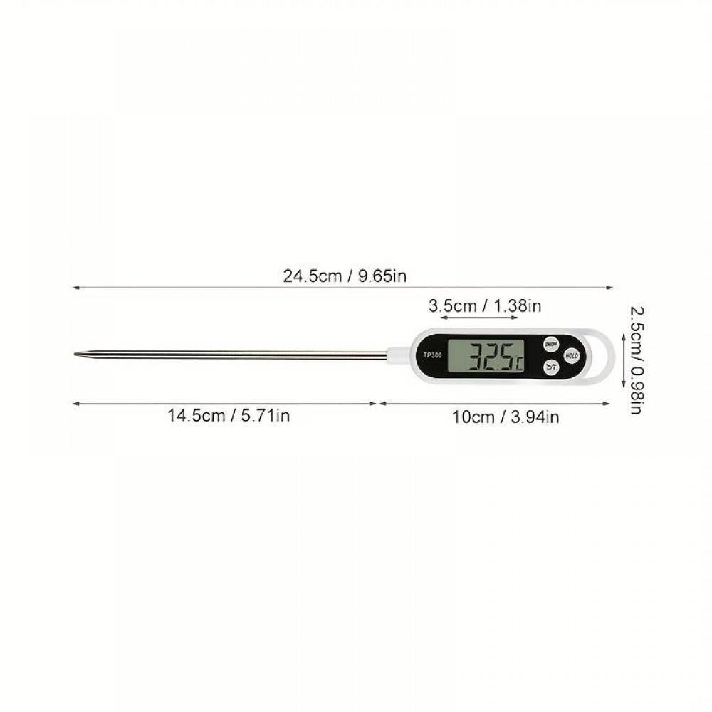 Thermomètre électronique pour viande et aliments avec affichage LCD - Blanc