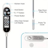 Thermomètre électronique pour viande et aliments avec affichage LCD - Blanc