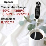 Thermomètre électronique pour viande et aliments avec affichage LCD - Blanc