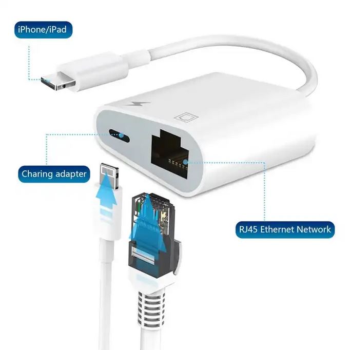 Adaptateur Ethernet LAN RJ45 vers Lightning - Blanc