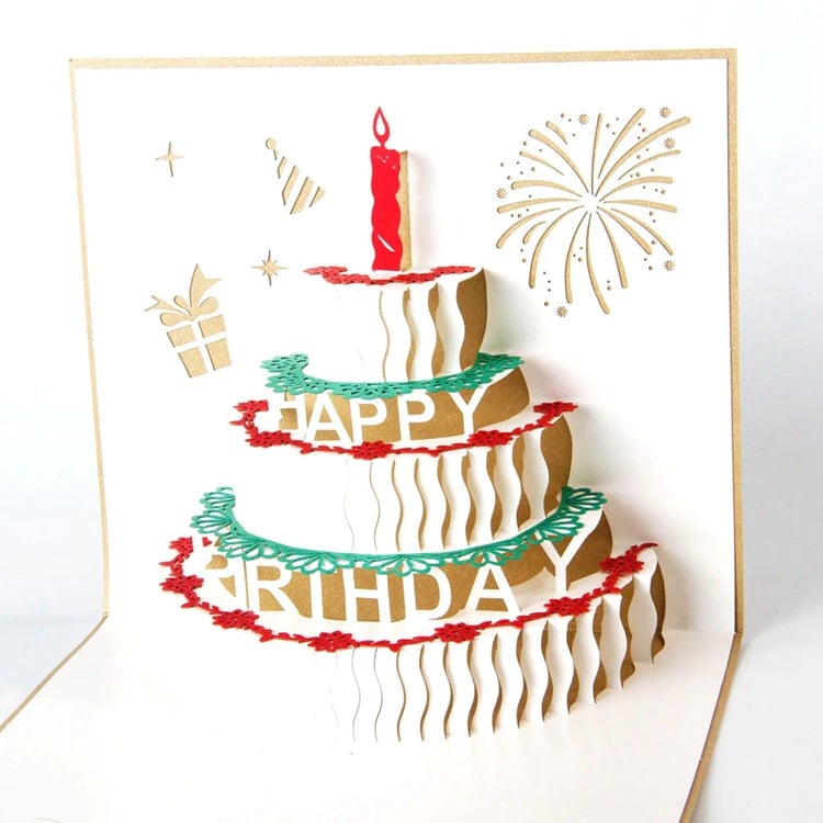 3d Pop Up Cards Gâteau d'anniversaire Carte de vœux avec enveloppe