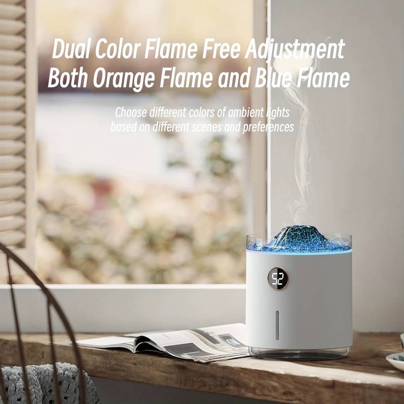 Luftbefeuchter Vulkan Flame Aroma Diffusor mit Digitalanzeige